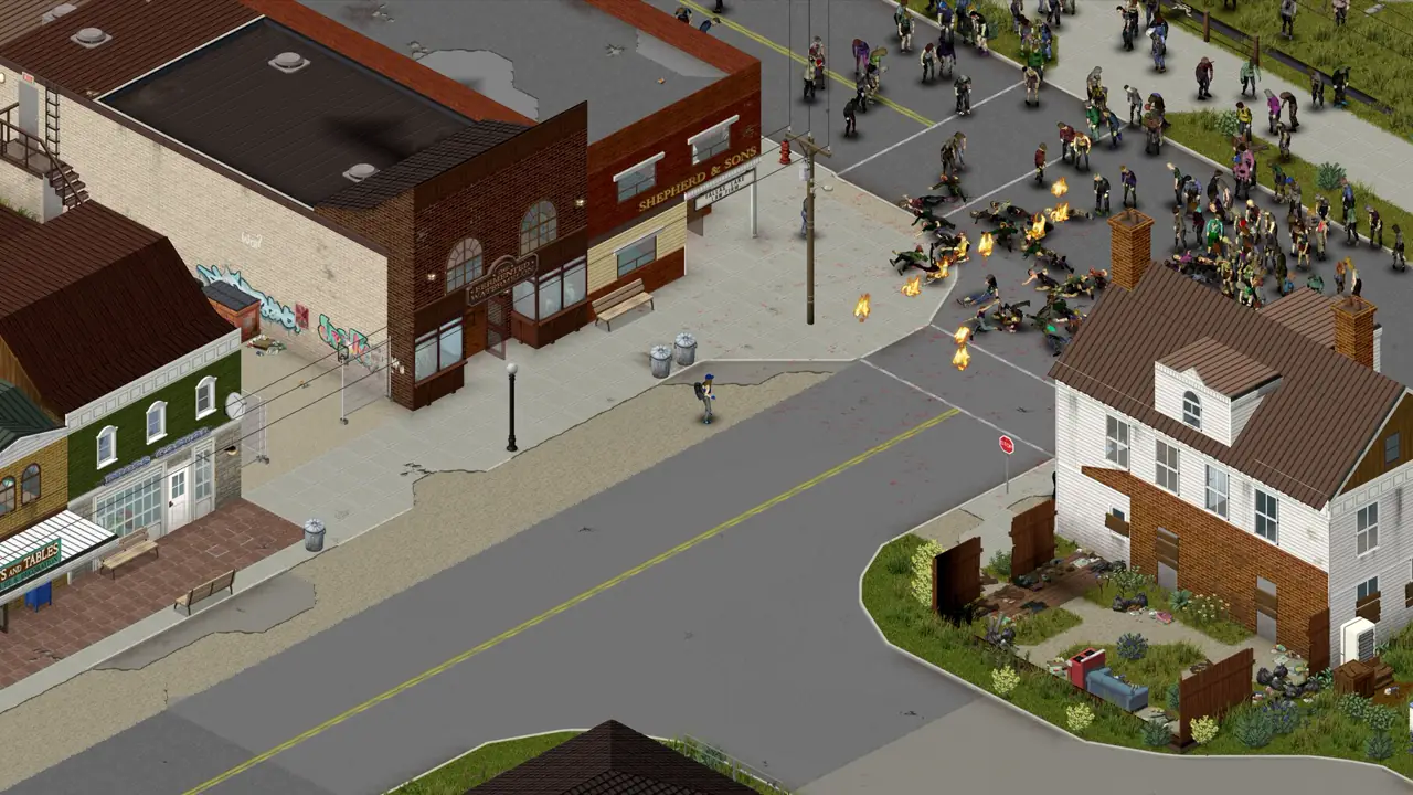 A street in Project Zomboid
