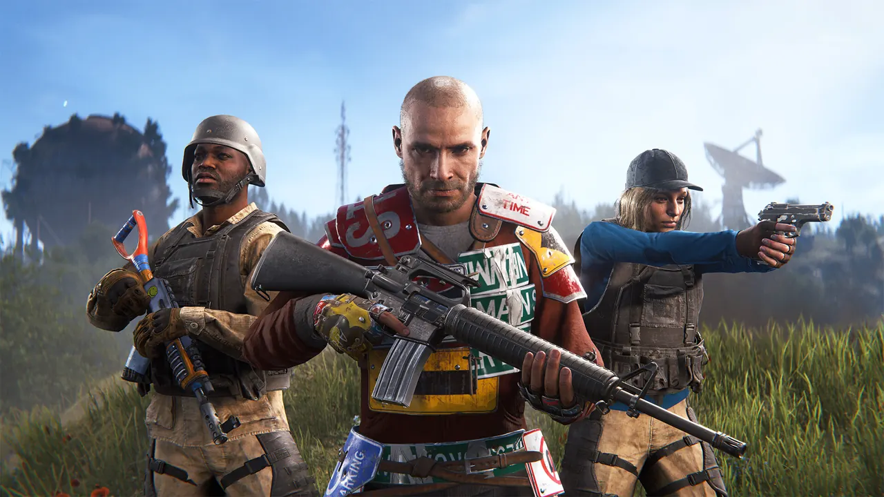 Three armed players in Rust